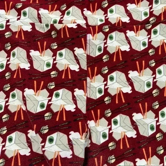 LuLaroe Womens Take Out and Cake Print Leggings Set of 2 One Size - Picture 2 of 10